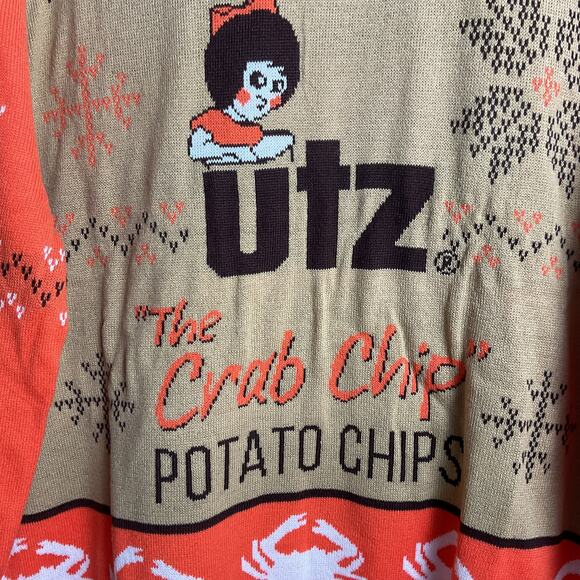 Route One Apparel Maryland Utz Crab Chips Christmas Sweater Medium NWT - Picture 4 of 11